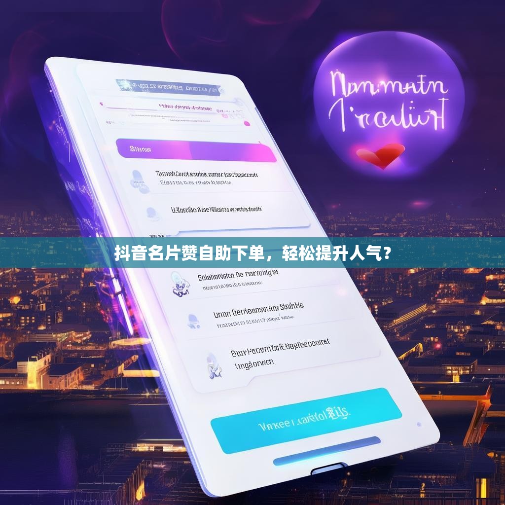 抖音名片赞自助下单,轻松提升人气? 抖音名片赞自助下单,轻松提升人气?